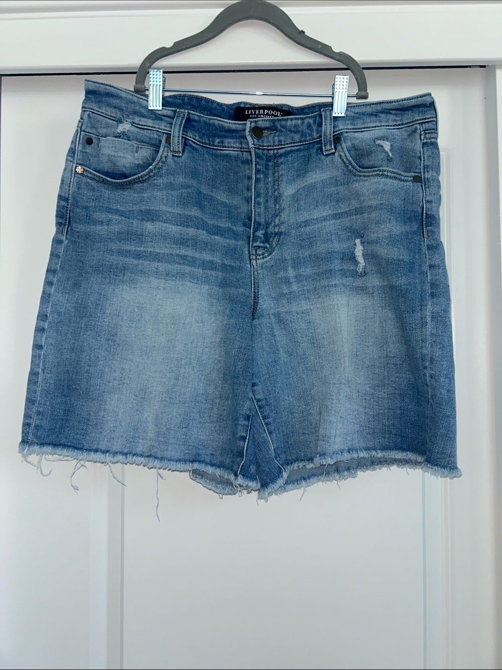 Liverpool Blue Washed Denim Shorts